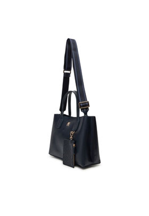 TOMMY HILFIGER - Tommy Hilfiger Torebka Th Distinct Mini Tote AW0AW17192 Granatowy. Kolor: niebieski. Materiał: skórzane