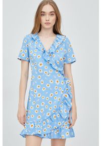 Noisy may - Noisy May sukienka mini rozkloszowana. Kolor: niebieski. Materiał: tkanina. Długość: mini