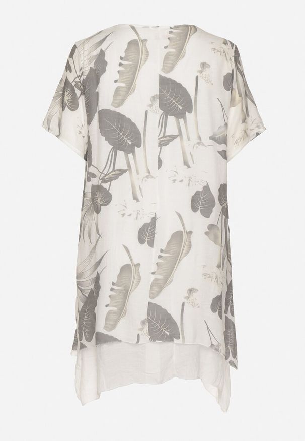 Born2be - Jasnoszara Sukienka w Kwiaty z Bawełnianą Podszewką Mailionis. Okazja: na co dzień. Kolor: szary. Materiał: bawełna. Wzór: kwiaty. Sezon: lato. Styl: casual, elegancki