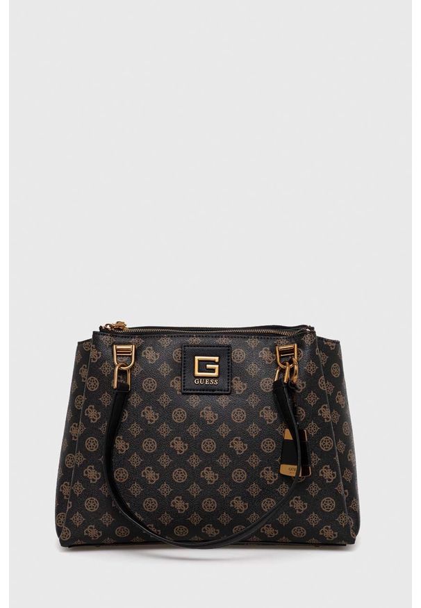 Guess torebka kolor brązowy. Kolor: brązowy. Dodatki: z breloczkiem. Rodzaj torebki: na ramię