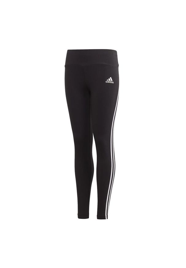 Adidas - Legginsy adidas 3-Stripes Cotton GE0945 - czarne. Kolor: czarny. Materiał: bawełna, materiał. Wzór: paski. Styl: klasyczny, młodzieżowy