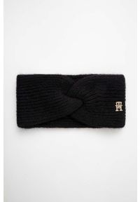 TOMMY HILFIGER - Tommy Hilfiger opaska z domieszką wełny kolor czarny. Kolor: czarny. Materiał: wełna