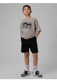 4f - 4F Spodenki dresowe chłopięce - czarne 152 (11-12 lat). Okazja: na spacer. Kolor: czarny. Materiał: dresówka. Sezon: lato #1