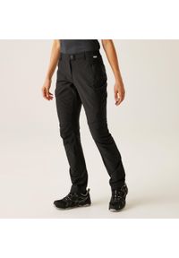 Regatta - Damskie spodnie Highton czarne. Kolor: czarny. Materiał: poliamid, elastan. Sport: turystyka piesza