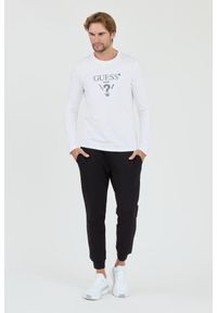 Guess - GUESS Biały męski longsleeve Ls Cn, Rozmiar M. Kolor: biały. Materiał: bawełna. Długość rękawa: długi rękaw. Długość: długie