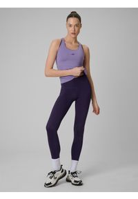 4f - 4F Legginsy treningowe szybkoschnące damskie - fioletowe M. Stan: podwyższony. Kolor: fioletowy. Materiał: włókno. Długość: długie. Sport: fitness #1