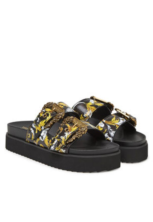 Versace Jeans Couture Klapki 78VA3SM1 Czarny. Kolor: czarny. Materiał: skóra