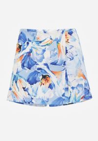 Renee - Jasnoniebieskie Spódnico-Szorty High Waist w Kwiaty Delliena. Okazja: na co dzień. Stan: podwyższony. Kolor: niebieski. Wzór: kwiaty. Styl: elegancki, casual #2