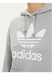 Adidas - adidas Bluza Trefoil Hoodie IB7437 Szary Regular Fit. Kolor: szary. Materiał: bawełna #4