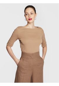 Lauren Ralph Lauren Bluzka 200654963147 Brązowy Regular Fit. Kolor: brązowy. Materiał: bawełna #1