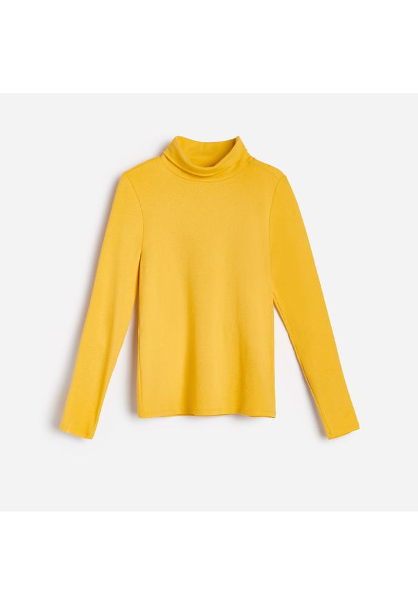 Reserved - Bawełniana bluzka z golfem - Żółty. Typ kołnierza: golf. Kolor: żółty. Materiał: bawełna