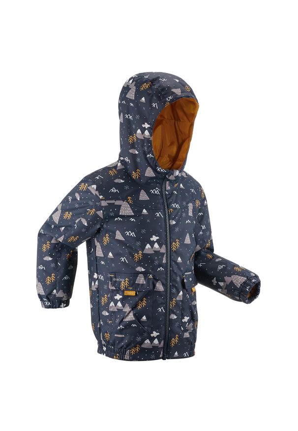quechua - Kurtka turystyczna dla dzieci Quechua SH100 Warm wodoodporna. Kolor: wielokolorowy, pomarańczowy, niebieski. Materiał: materiał