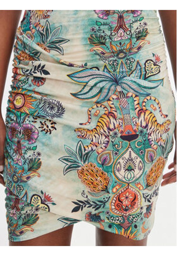 Just Cavalli Sukienka codzienna 80PAOE04 CJ112 Kolorowy Slim Fit. Okazja: na co dzień. Materiał: bawełna. Wzór: kolorowy. Typ sukienki: proste. Styl: casual