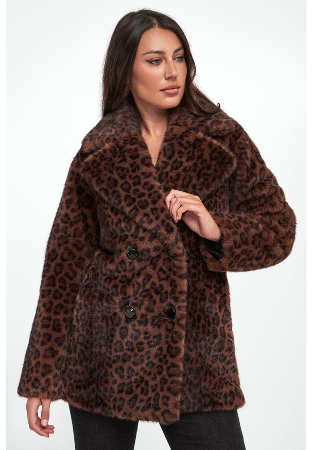 Joseph Ribkoff - Futro damskie w panterkę JOSEPH RIBKOFF. Materiał: futro. Wzór: motyw zwierzęcy