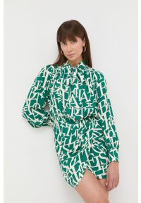 Elisabetta Franchi sukienka kolor zielony mini prosta. Okazja: na co dzień. Kolor: zielony. Długość rękawa: długi rękaw. Typ sukienki: proste. Styl: casual. Długość: mini #1