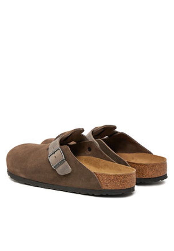 Birkenstock Klapki Boston zamsz 1029210 Brązowy. Kolor: brązowy. Materiał: zamsz, skóra