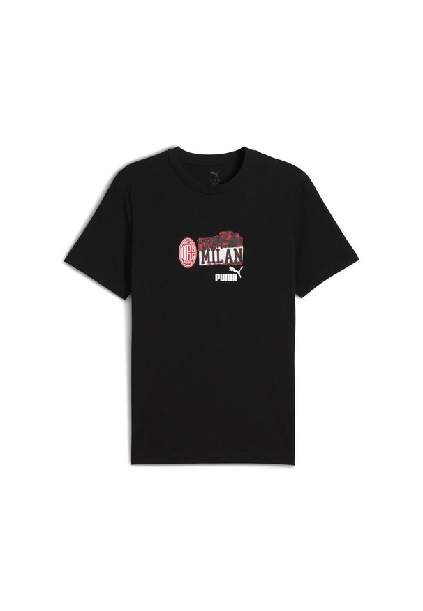 Puma - Męska koszulka AC Milan ftblNRGY PUMA Black For All Time Red. Kolor: czerwony, wielokolorowy, czarny. Materiał: guma. Długość rękawa: raglanowy rękaw. Wzór: nadruk