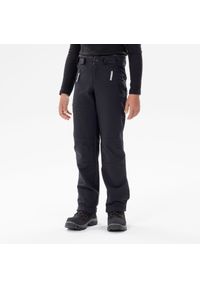 quechua - Spodnie softshell turystyczne dla dzieci Quechua MH500. Kolor: czarny. Materiał: elastan, poliester, materiał. Sezon: zima, lato. Sport: turystyka piesza