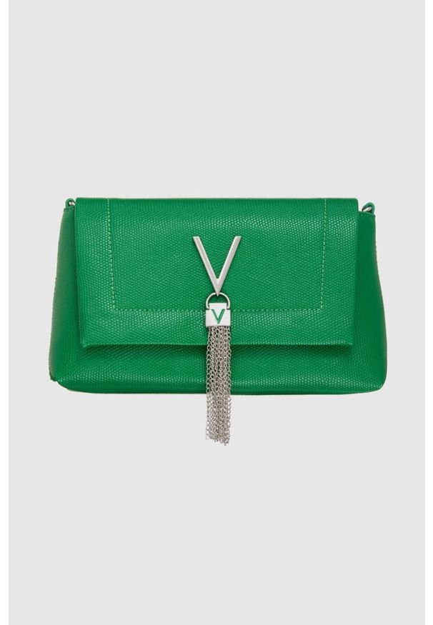 Valentino by Mario Valentino - VALENTINO Zielona torebka z ozdobnym V oceania re satchel. Kolor: zielony. Materiał: skórzane
