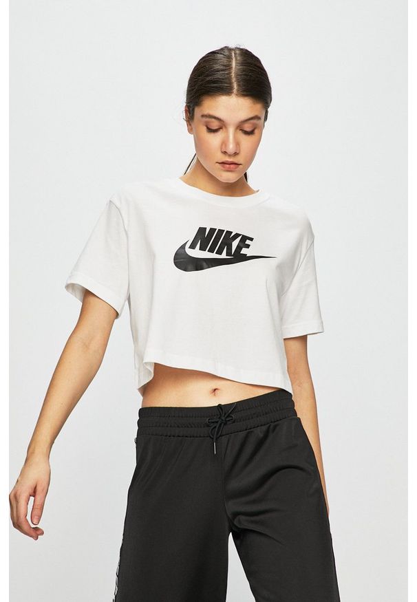 Nike Sportswear - Top. Okazja: na co dzień. Kolor: biały. Wzór: nadruk. Styl: casual