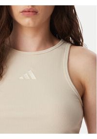 Adidas - adidas Top Kit Small Logo Rib Tank KS7834 Kremowy Slim Fit. Kolor: kremowy. Materiał: bawełna #2