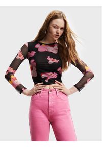 Desigual Bluzka PINK PANTHER Pink Panther 22WWTK67 Czarny Slim Fit. Kolor: czarny. Materiał: syntetyk #1