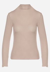 Born2be - Beżowa Bluzka z Golfem Typu Longsleeve z Wiskozy z Kaszmirem Fedine. Okazja: na co dzień. Typ kołnierza: golf. Kolor: beżowy. Materiał: wiskoza, kaszmir. Długość rękawa: długi rękaw. Styl: klasyczny, casual, elegancki #7