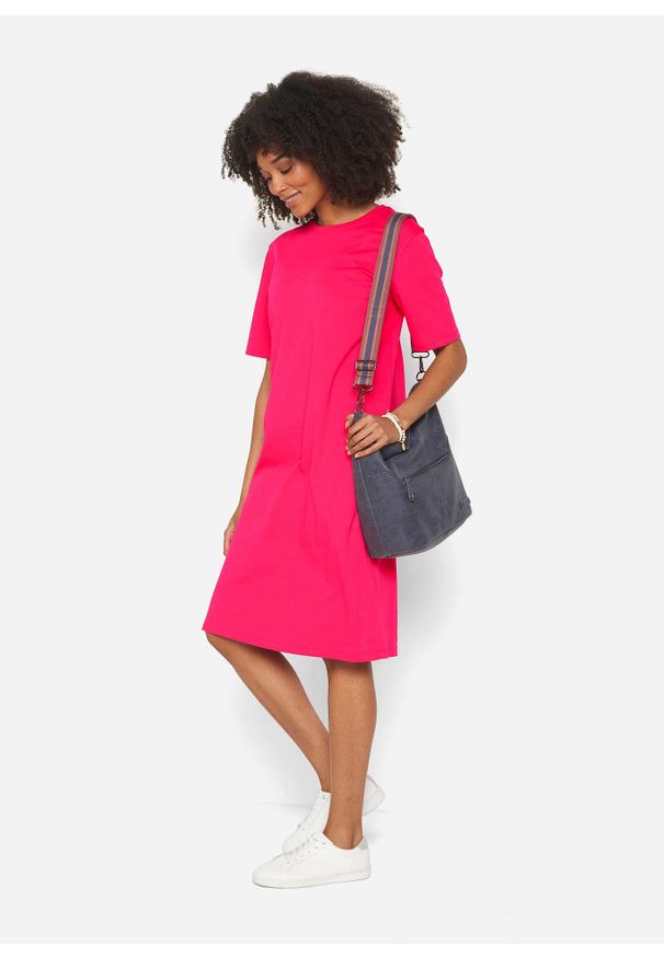 bonprix - Sukienka T-shirtowa oversized (2 szt.), z czystej bawełny. Kolor: różowy. Materiał: bawełna