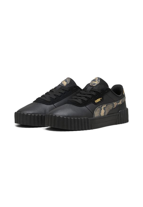 Puma - Damskie sneakersy Carina 3.0 Snake Chic PUMA Black Gold. Kolor: żółty, wielokolorowy, czarny. Wzór: nadruk, motyw zwierzęcy. Sezon: lato