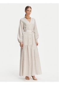 Marciano Guess Sukienka koszulowa G6GK59 W2349 Écru Regular Fit. Materiał: syntetyk. Typ sukienki: koszulowe #1