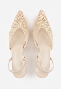 Renee - Beżowe Szpilki VICES Ozdobione Siateczką Coraerial. Nosek buta: otwarty. Kolor: beżowy. Materiał: skóra, materiał. Wzór: aplikacja. Sezon: lato. Obcas: na szpilce. Wysokość obcasa: średni #8