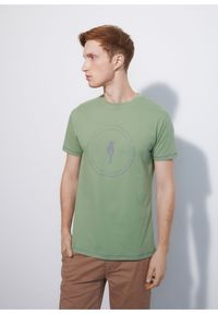 Ochnik - Zielony T-shirt męski z logo. Kolor: zielony. Materiał: bawełna. Wzór: nadruk #3
