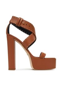 Elisabetta Franchi Sandały SA-08L-52E2-V580 Brązowy. Kolor: brązowy. Materiał: skóra