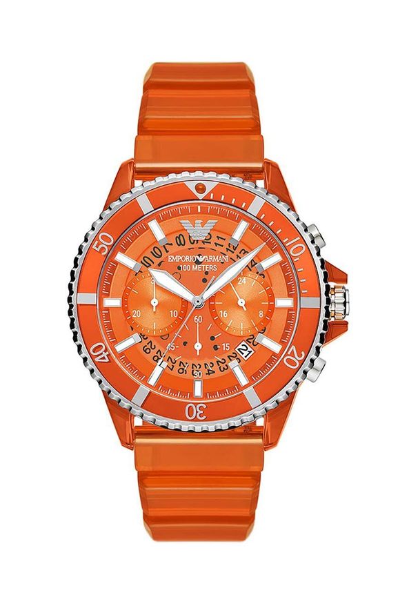 Emporio Armani zegarek męski kolor pomarańczowy. Kolor: pomarańczowy