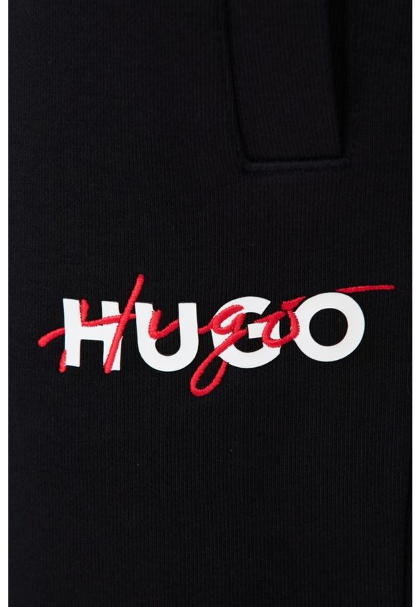 Hugo - HUGO Czarne męskie spodnie dresowe Drokko, Rozmiar L. Kolor: czarny. Materiał: dresówka