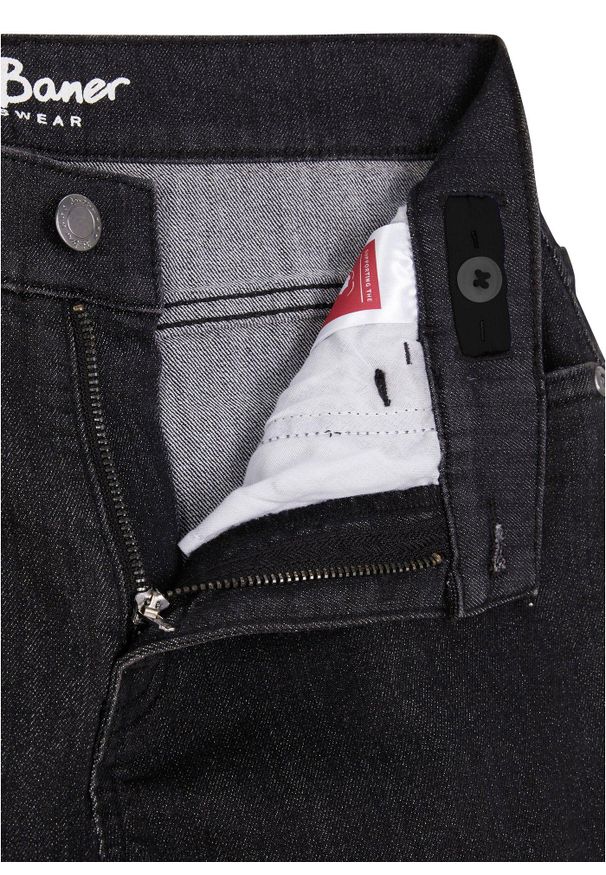 bonprix - Jeansy ze stretchem i regulowanym paskiem, proste nogawki, slim fit. Kolor: czarny