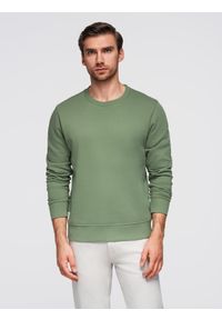 Ombre Clothing - Męska bluza dresowa BASIC z okrągłym dekoltem - zielona V3 - Rozmiar: L. Kolor: zielony. Materiał: dresówka