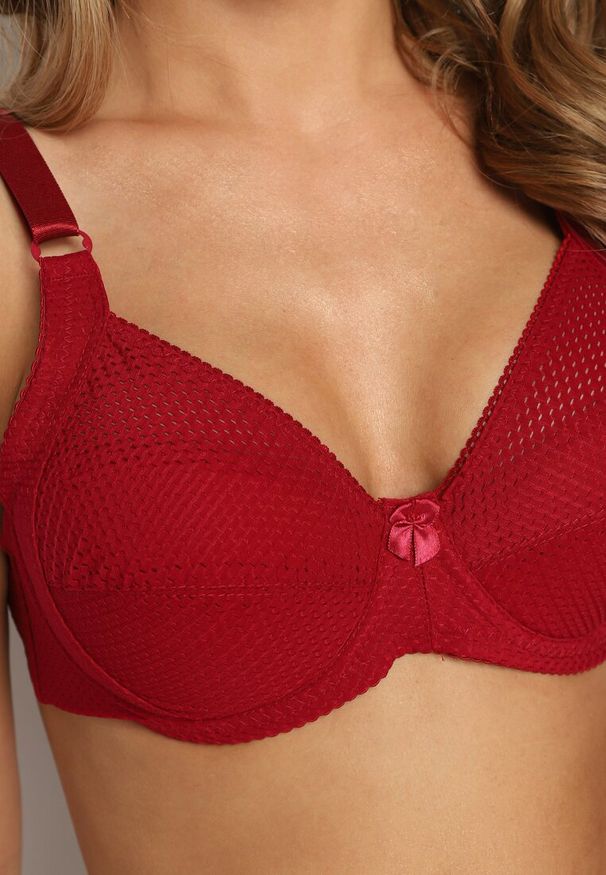 Born2be - Bordowy Biustonosz Typu Full Cup Vikola. Kolor: czerwony