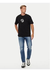 Karl Lagerfeld Jeans - KARL LAGERFELD T-Shirt Klj Regular Monogram Sslv Tee 236D1704 Czarny Regular Fit. Typ kołnierza: dekolt w karo. Kolor: czarny. Materiał: bawełna #2