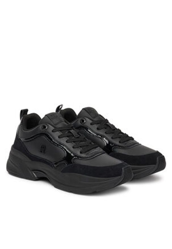 TOMMY HILFIGER - Tommy Hilfiger Sneakersy Chunky Runner Patent FW0FW08840 Czarny. Kolor: czarny. Materiał: skóra