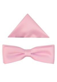 Modini - Jasnoróżowa gładka mucha męska slim B16. Kolor: różowy. Materiał: poliester, tkanina. Wzór: gładki. Styl: elegancki #1