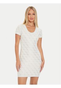 Guess Sukienka dzianinowa Paige W4YK28 Z3FN0 Écru Slim Fit. Materiał: wiskoza