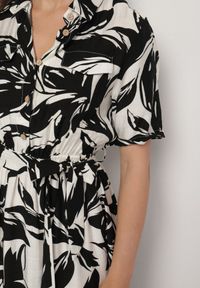 Born2be - Czarna Wiskozowa Sukienka o Koszulowym Kroju z Wiązanym Paskiem Uloanna. Okazja: na co dzień. Kolor: czarny. Materiał: wiskoza. Długość rękawa: krótki rękaw. Wzór: aplikacja. Typ sukienki: koszulowe. Styl: casual, elegancki, klasyczny #3