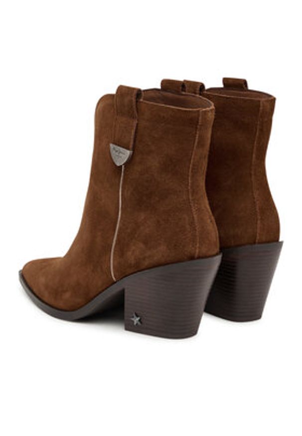 Pepe Jeans Kowbojki Gina City W PLS500013 Brązowy. Kolor: brązowy. Materiał: skóra, zamsz