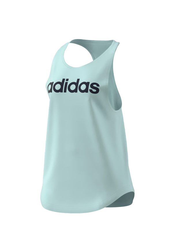 Koszulka bez rękawów damska Adidas Gym & Pilates. Kolor: niebieski. Materiał: włókno, jersey, bawełna. Długość rękawa: bez rękawów. Sport: joga i pilates