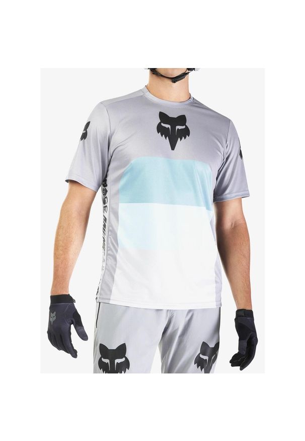 FOX - Koszulka rowerowa męska Fox Ranger SS Jersey Grid. Kolor: szary. Materiał: jersey