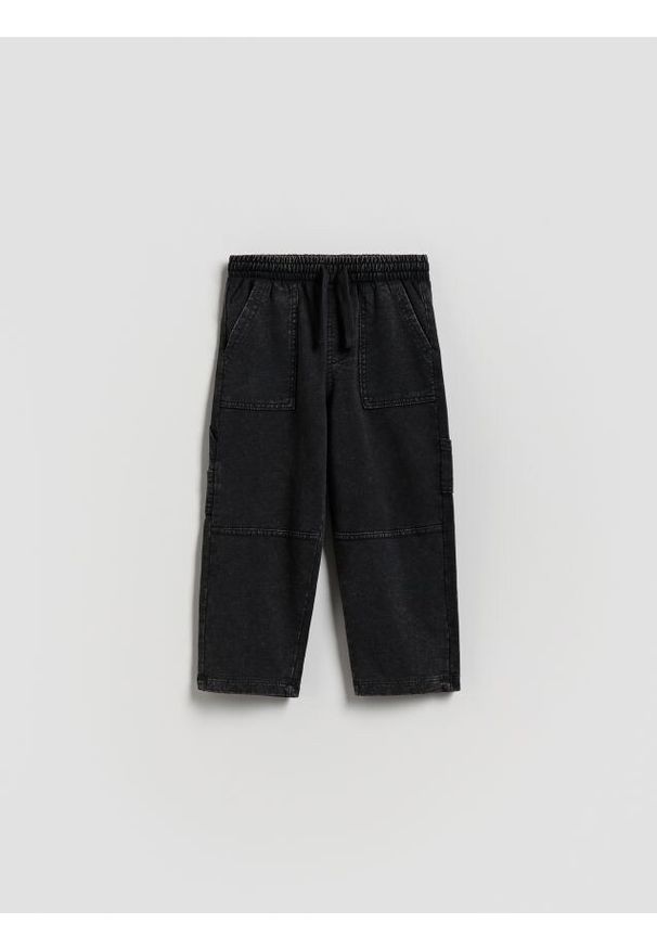 Reserved - Bawełniane spodnie jogger - ciemnoszary. Kolor: szary. Materiał: bawełna