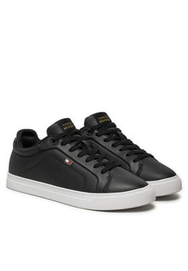 TOMMY HILFIGER - Tommy Hilfiger Sneakersy Icon Court Sneaker Flag FW0FW08327 Czarny. Kolor: czarny. Materiał: skóra