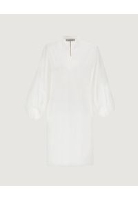 Marella - MARELLA - Biała bawełniana sukienka Stuarda. Kolor: biały. Materiał: bawełna. Wzór: ażurowy. Typ sukienki: proste. Długość: mini #5