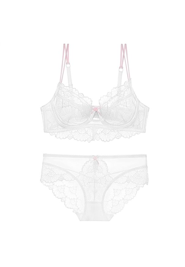Intica - Komplet bielizny z koronką i regulowanymi ramiączkami na romantyczne wieczory Gilemette. Kolor: biały. Materiał: koronka. Wzór: koronka
